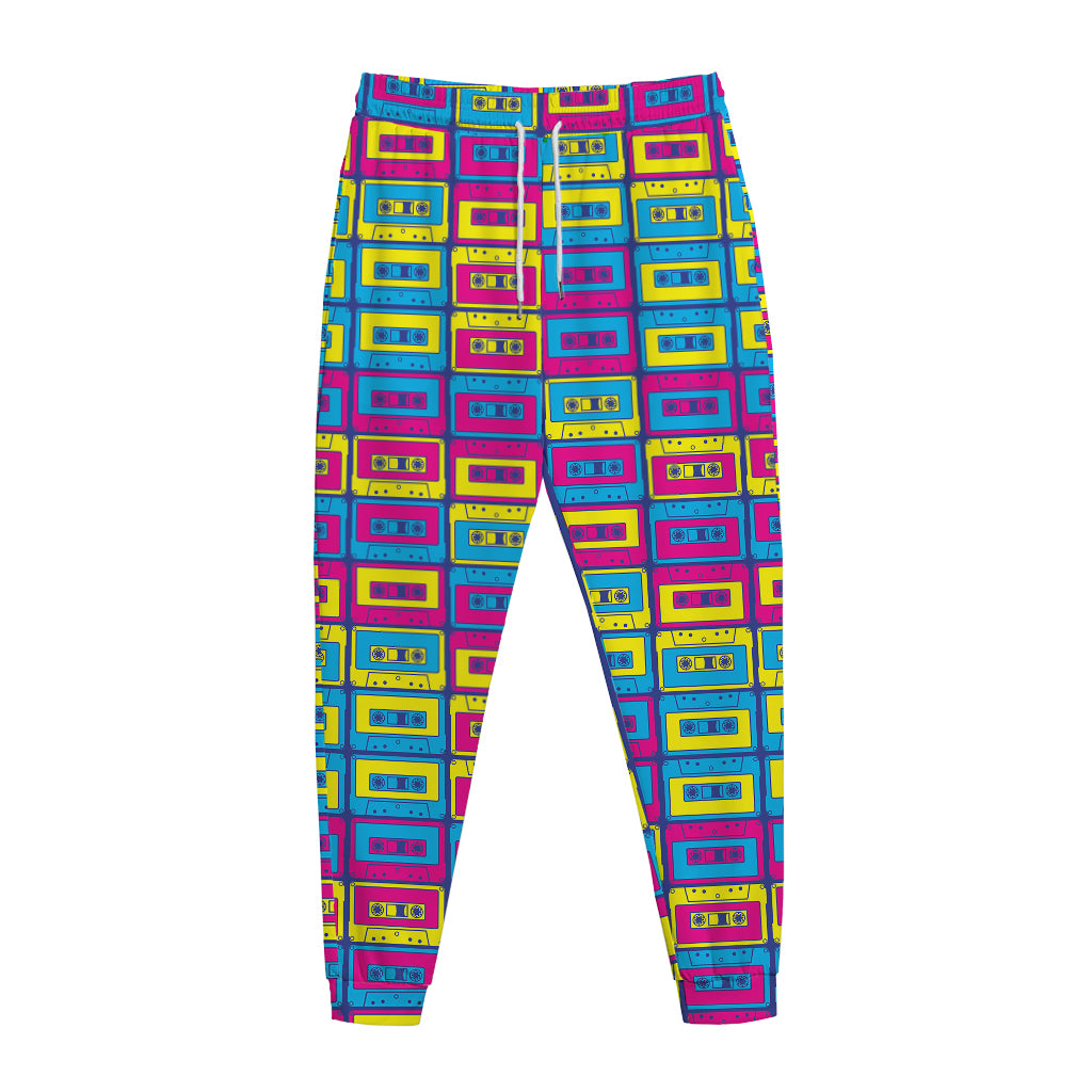 Colorful Cassette Tape Print Jogger Pants
