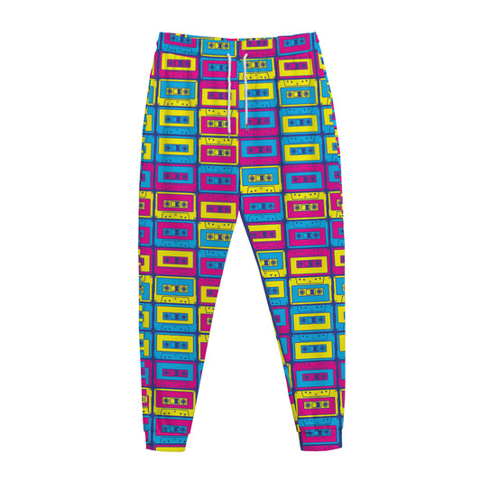 Colorful Cassette Tape Print Jogger Pants