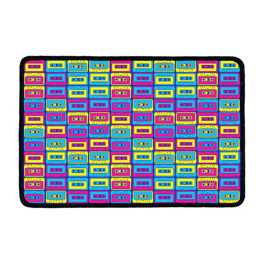 Colorful Cassette Tape Print Kitchen Mat