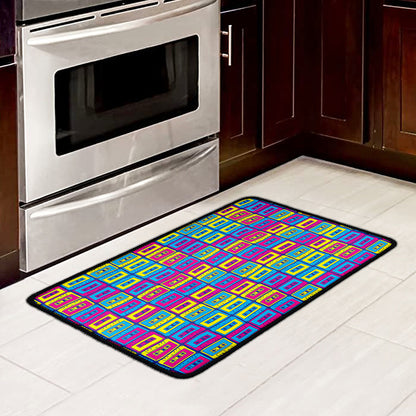 Colorful Cassette Tape Print Kitchen Mat