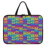 Colorful Cassette Tape Print Laptop Sleeve With Handle