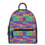 Colorful Cassette Tape Print Leather Backpack