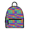 Colorful Cassette Tape Print Leather Backpack