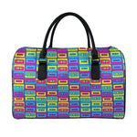 Colorful Cassette Tape Print Leather Duffle Bag