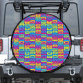 Colorful Cassette Tape Print Leather Spare Tire Cover