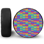 Colorful Cassette Tape Print Leather Spare Tire Cover