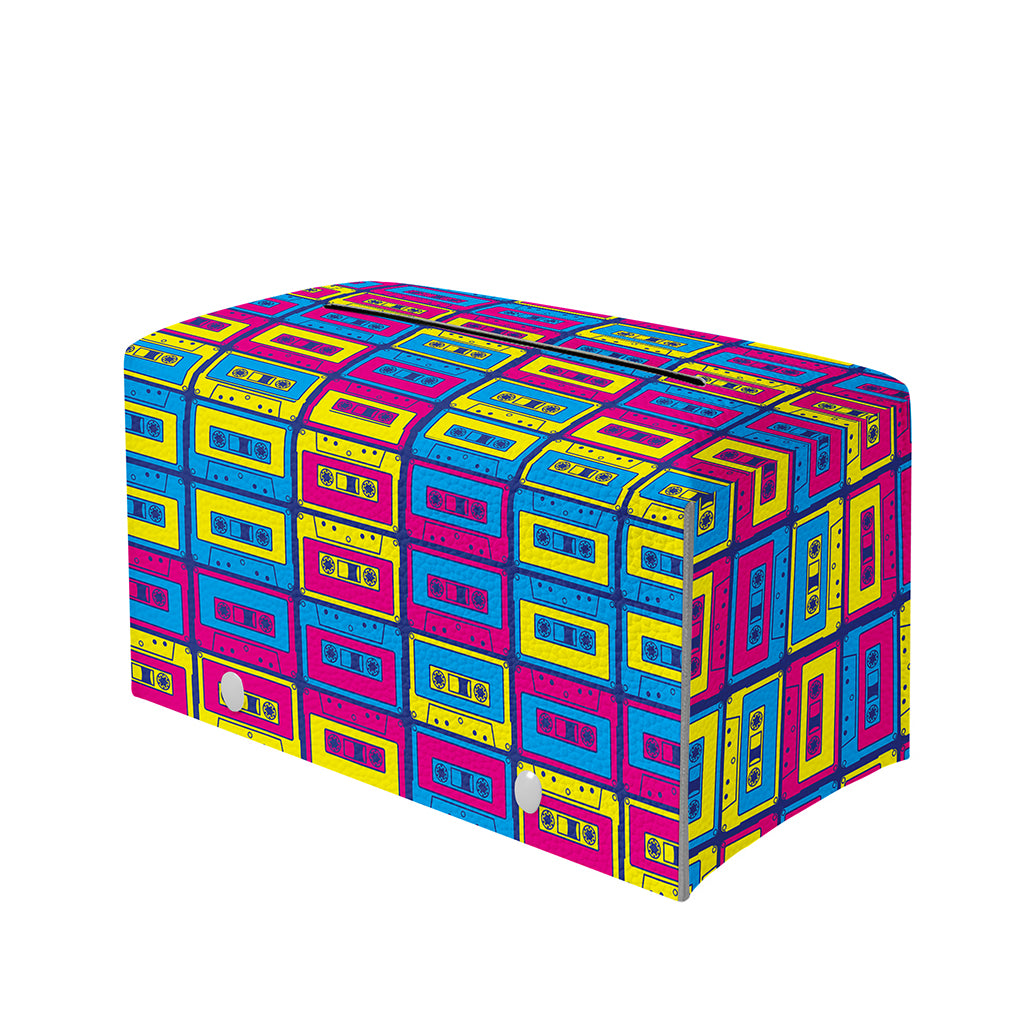 Colorful Cassette Tape Print Leather Tissue Box Cover