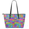 Colorful Cassette Tape Print Leather Tote Bag