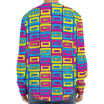 Colorful Cassette Tape Print Long Sleeve Baseball Jersey