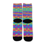 Colorful Cassette Tape Print Long Socks