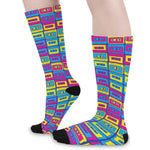 Colorful Cassette Tape Print Long Socks