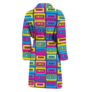 Colorful Cassette Tape Print Men's Bathrobe