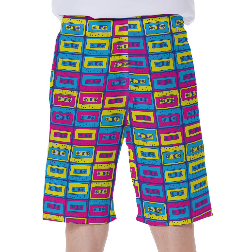 Colorful Cassette Tape Print Men's Beach Shorts