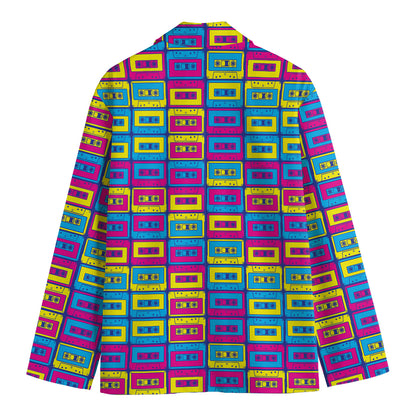 Colorful Cassette Tape Print Men's Blazer