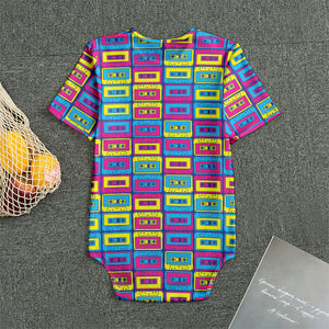 Colorful Cassette Tape Print Men's Bodysuit