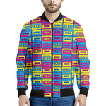 Colorful Cassette Tape Print Men's Bomber Jacket