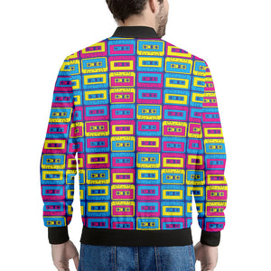 Colorful Cassette Tape Print Men's Bomber Jacket