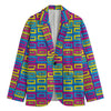 Colorful Cassette Tape Print Men's Cotton Blazer