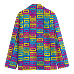 Colorful Cassette Tape Print Men's Cotton Blazer