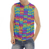 Colorful Cassette Tape Print Men's Fitness Tank Top