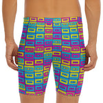 Colorful Cassette Tape Print Men's Long Boxer Briefs