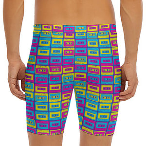 Colorful Cassette Tape Print Men's Long Boxer Briefs