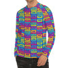 Colorful Cassette Tape Print Men's Long Sleeve Rash Guard