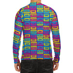 Colorful Cassette Tape Print Men's Long Sleeve Rash Guard