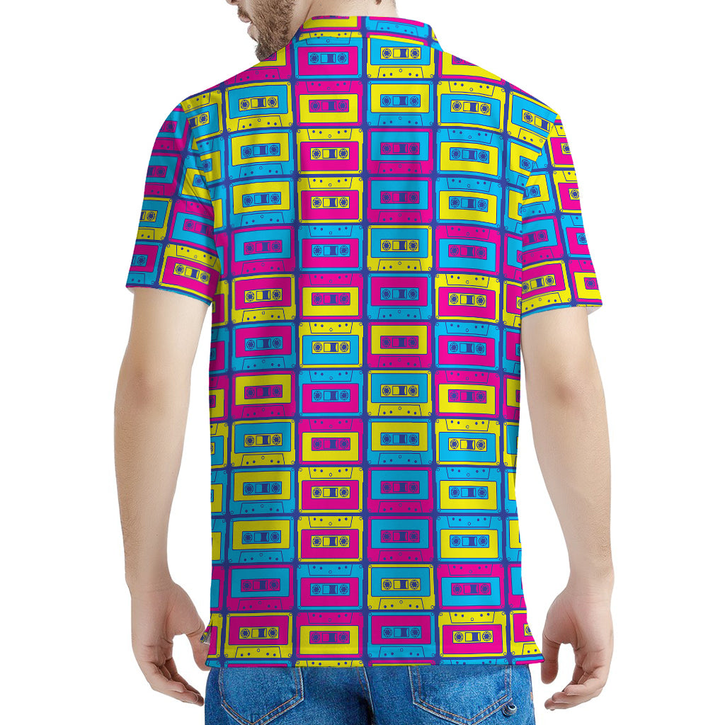 Colorful Cassette Tape Print Men's Polo Shirt