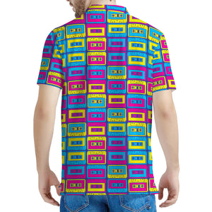 Colorful Cassette Tape Print Men's Polo Shirt