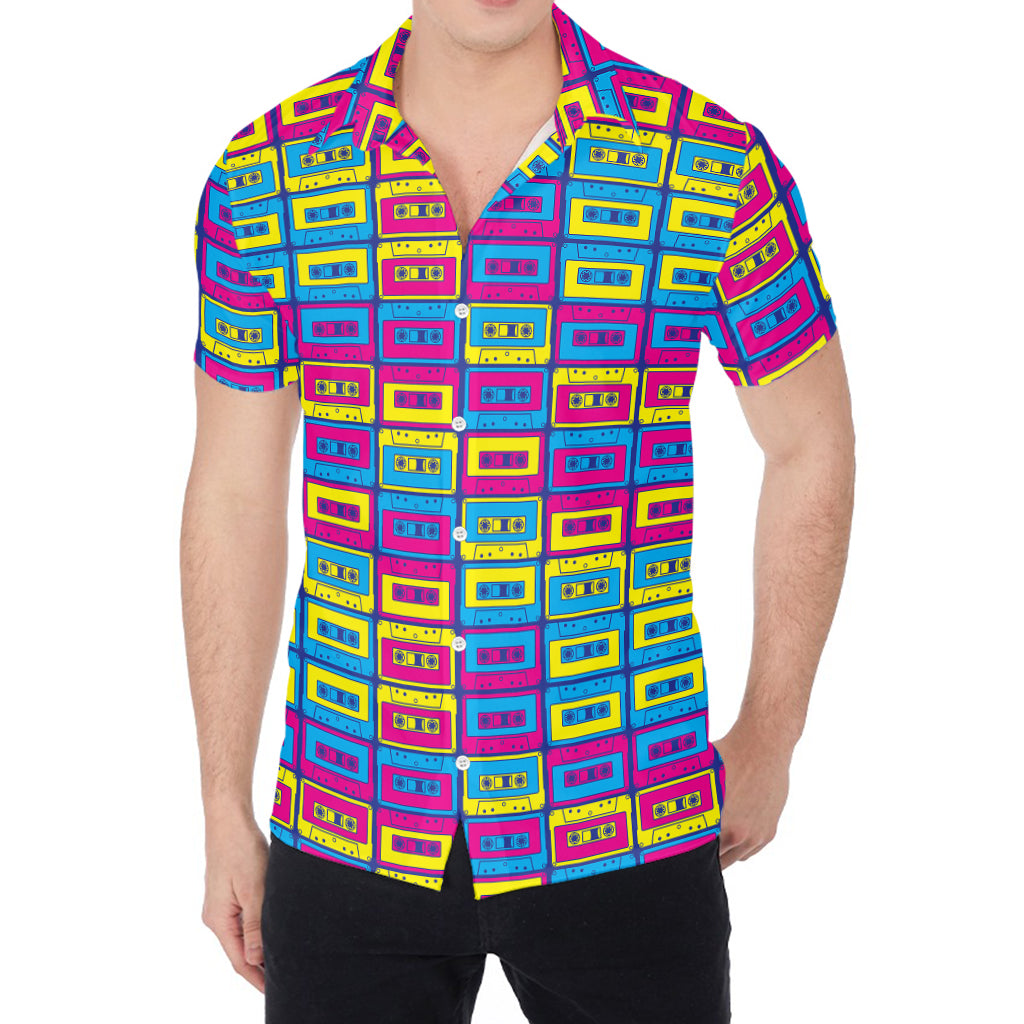 Colorful Cassette Tape Print Men's Shirt