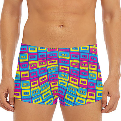 Colorful Cassette Tape Print Men's Short Boxer Briefs