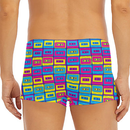 Colorful Cassette Tape Print Men's Short Boxer Briefs