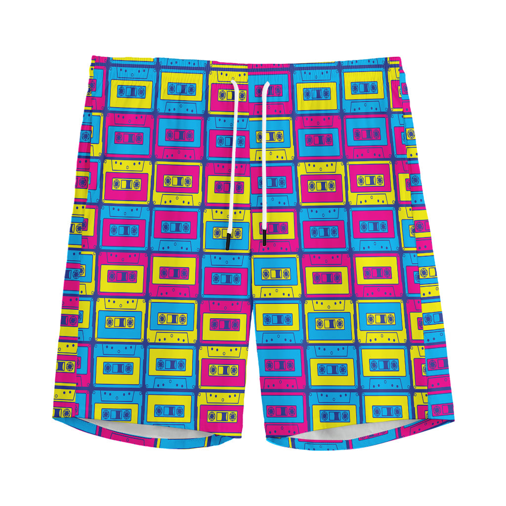 Colorful Cassette Tape Print Men's Sports Shorts