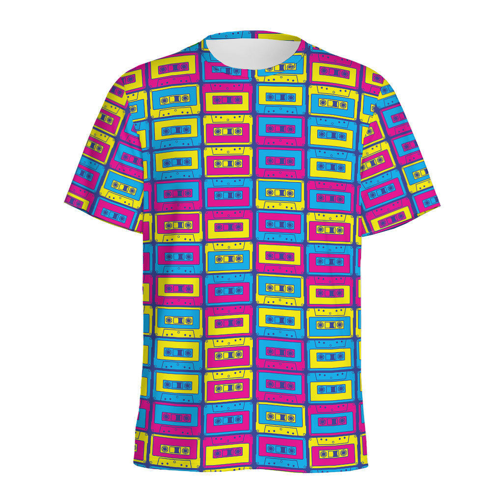 Colorful Cassette Tape Print Men's Sports T-Shirt