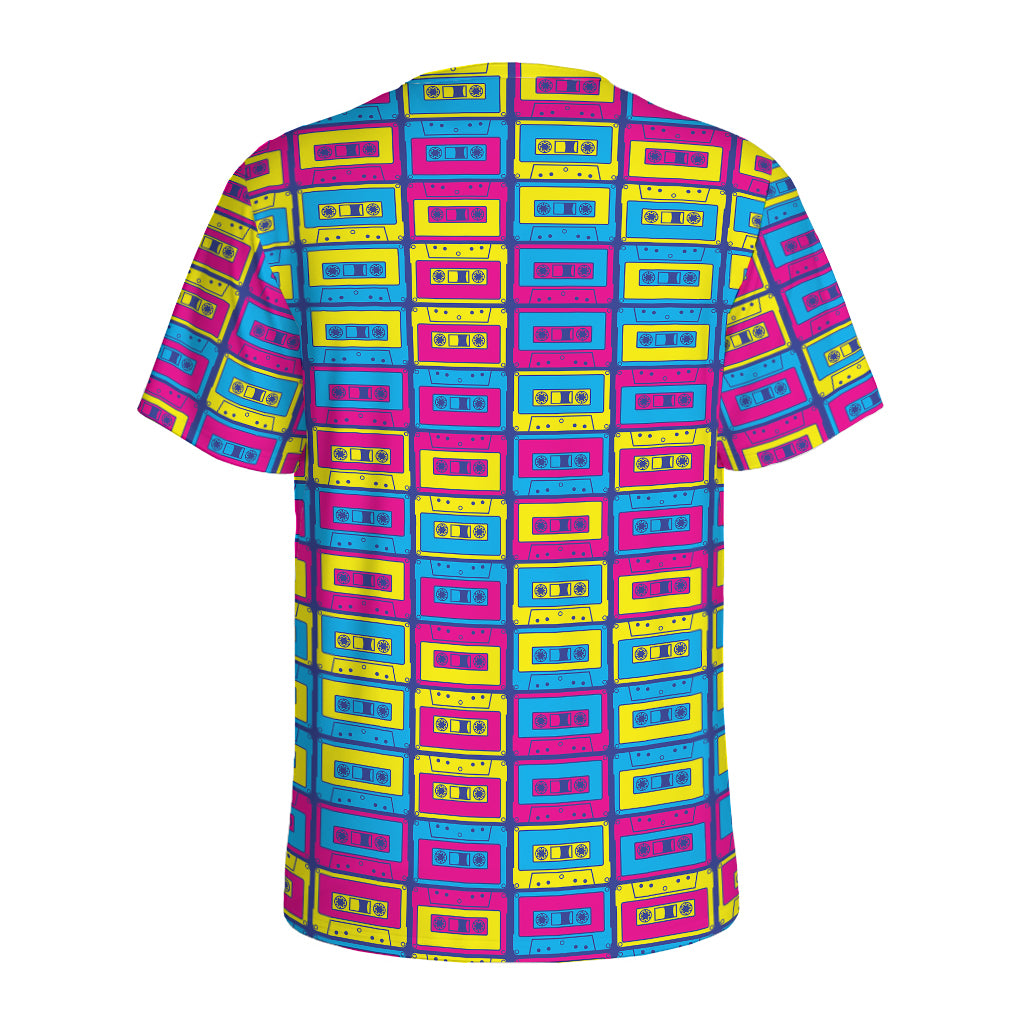 Colorful Cassette Tape Print Men's Sports T-Shirt