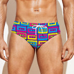 Colorful Cassette Tape Print Men's Swim Briefs