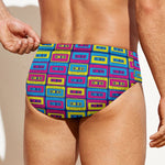 Colorful Cassette Tape Print Men's Swim Briefs