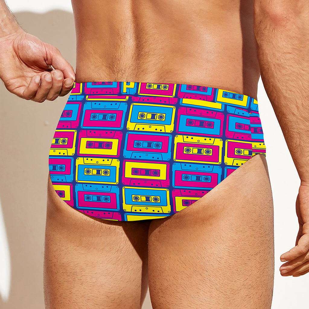 Colorful Cassette Tape Print Men's Swim Briefs