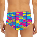 Colorful Cassette Tape Print Men's Triangle Swim Briefs