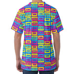 Colorful Cassette Tape Print Men's Velvet T-Shirt