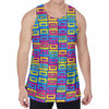 Colorful Cassette Tape Print Men's Velvet Tank Top