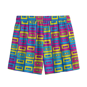 Colorful Cassette Tape Print Mesh Shorts