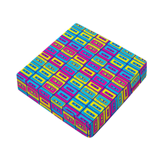 Colorful Cassette Tape Print Outdoor Seat Cushion Cover