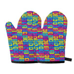 Colorful Cassette Tape Print Oven Mitts