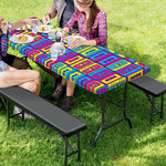 Colorful Cassette Tape Print Picnic Table Cover