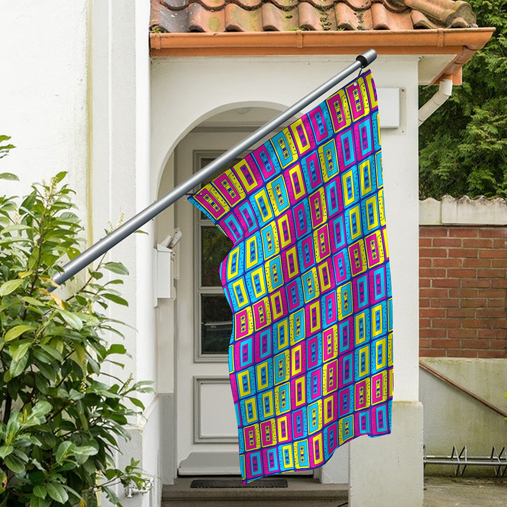 Colorful Cassette Tape Print Polyester Flag