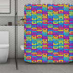 Colorful Cassette Tape Print Polyester Shower Curtain