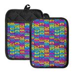 Colorful Cassette Tape Print Pot Holders With Pocket