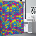 Colorful Cassette Tape Print Premium Shower Curtain